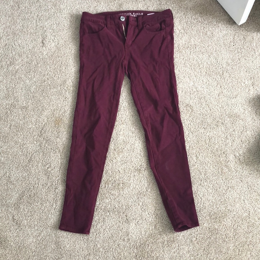 maroon jeans